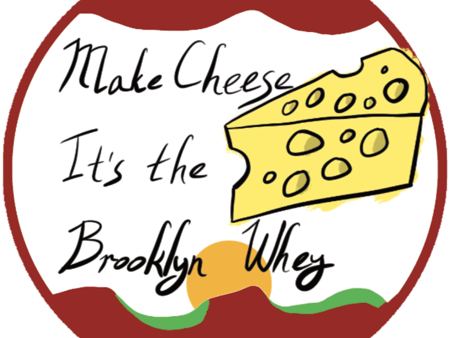 hand drawn sticker design with text "Make Cheese, it's the Brooklyn Whey"